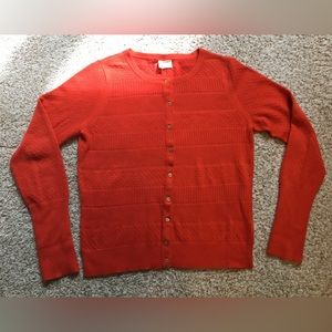Anthropologie Moth Striped Orange-red knit pattern cardigan